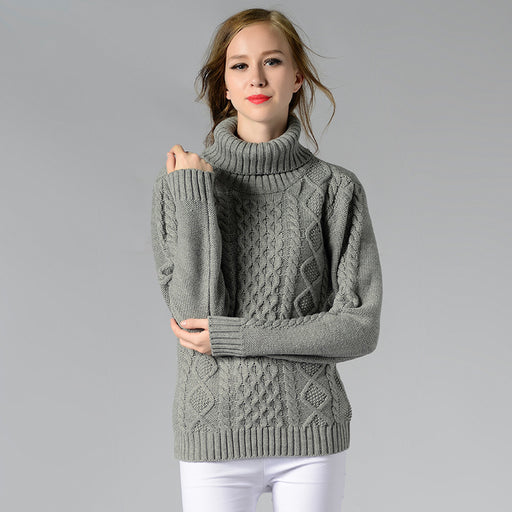Color-Gray-Women Turtleneck Long Sleeve Twisted Bottoming Women Sweater-Fancey Boutique