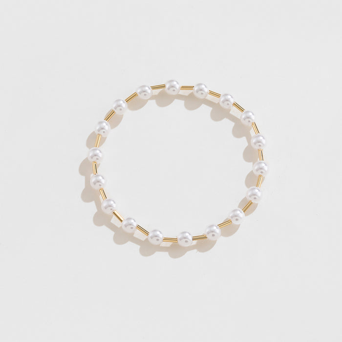 Gold-Plated Pearl Copper Bracelet-One Size-Fancey Boutique