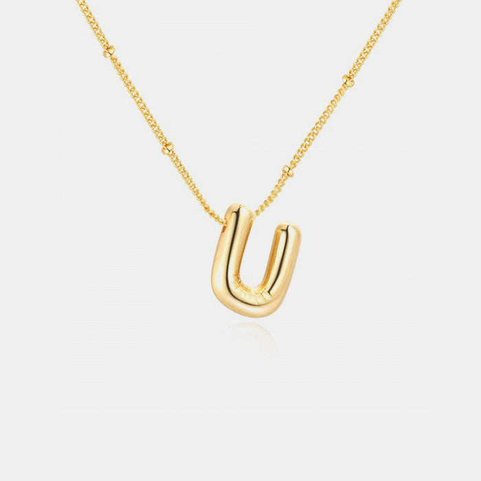 Gold-Plated Letter Pendant Necklace-One Size-Fancey Boutique