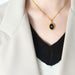 Gold-Plated Titanium Steel Oval Shape Pendant Necklace-One Size-Fancey Boutique