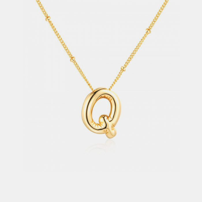 Gold-Plated Letter Pendant Necklace-One Size-Fancey Boutique