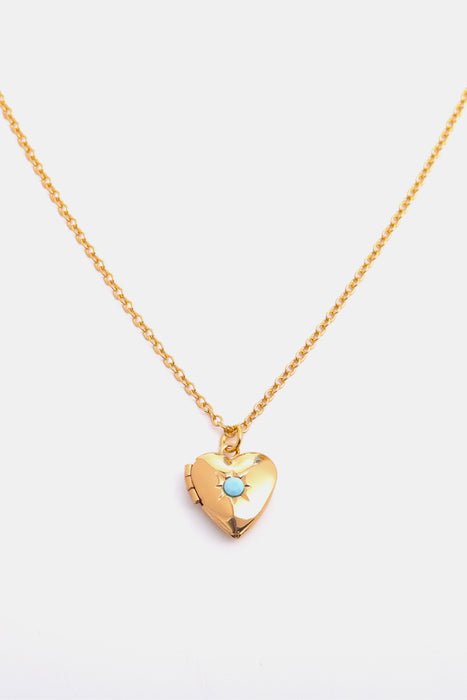 Zircon Heart Shape 14K Gold-Plated Pendant Necklace-One Size-Fancey Boutique