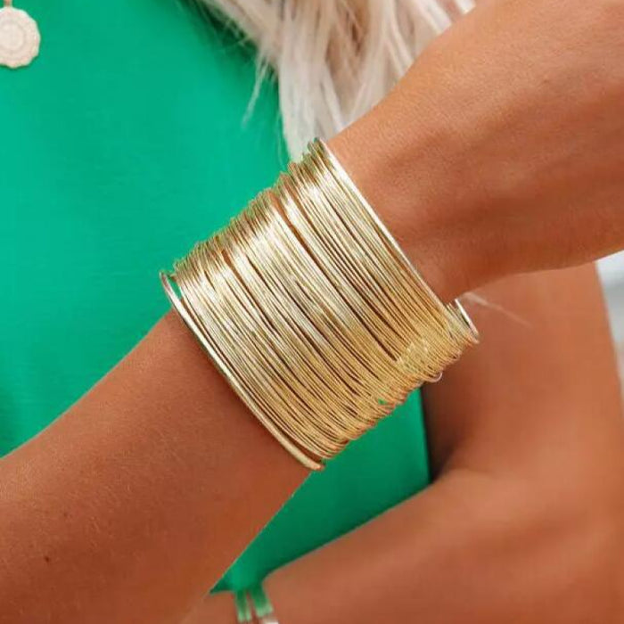 Alloy Layered Cuff Bracelet-One Size-Fancey Boutique