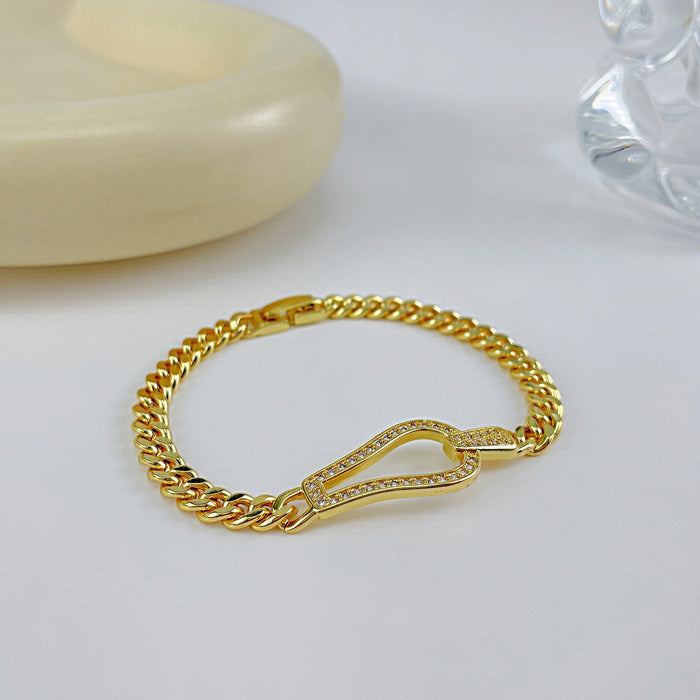 Gold-Plated Inlaid Zircon Bracelet-One Size-Fancey Boutique