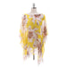 Chiffon Shirt Thin Type Sunscreen All Match Loose Printed Floral Tassel Beachwear Beach Cover Up Pullover-Yellow-Fancey Boutique