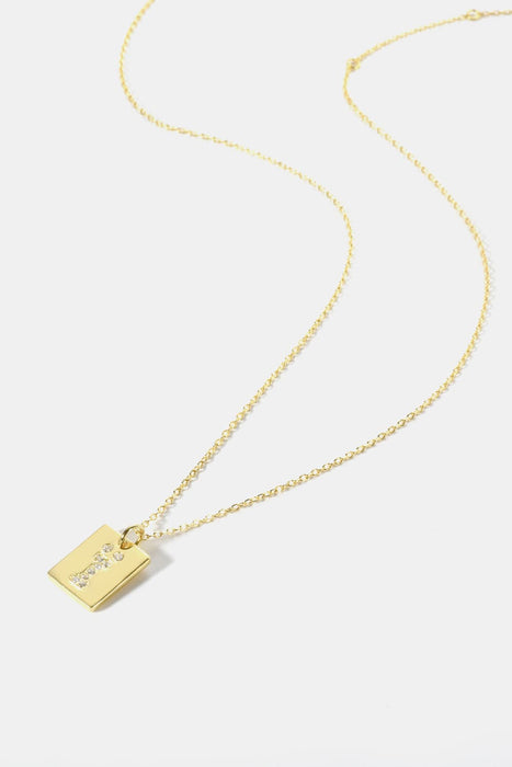 Inlaid Zircon Rectangle Pendant Necklace-Fancey Boutique