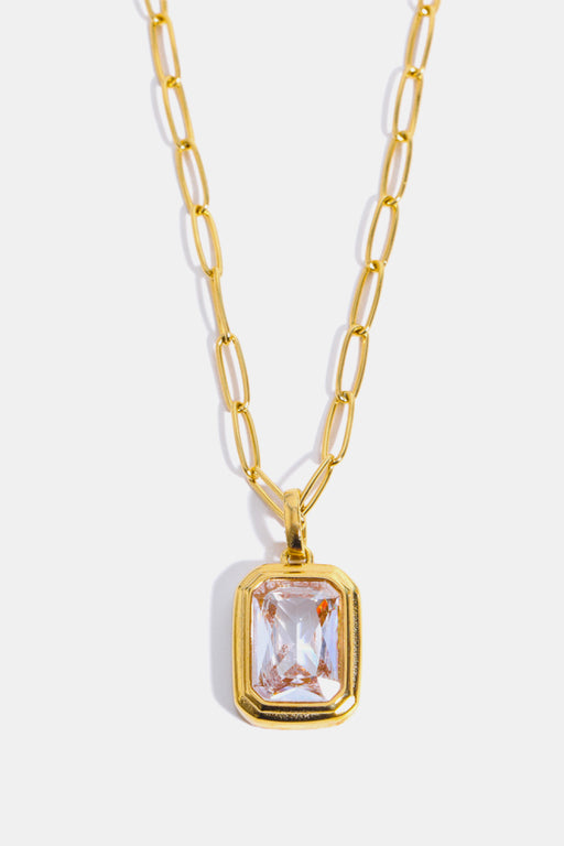 Zircon 18K Gold-Plated Geometrical Shape Pendant Necklace-One Size-Fancey Boutique