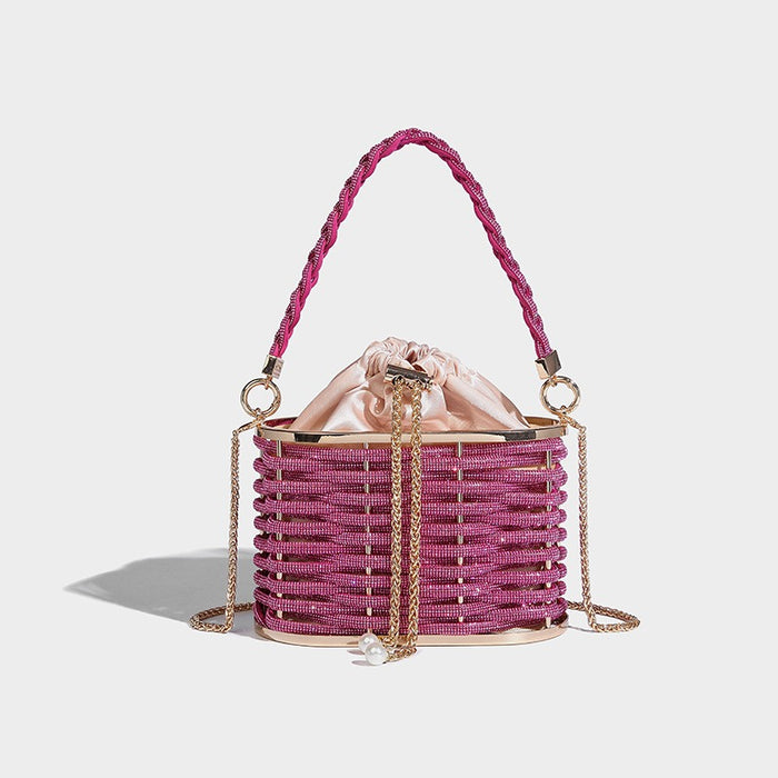 Sparkling Water Diamond Rope Vegetable Basket Bird Cage Banquet Water Bucket Hand Carrying Crossbody Bag-Fancey Boutique