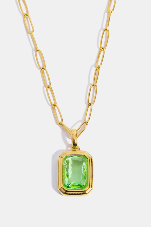 Zircon 18K Gold-Plated Geometrical Shape Pendant Necklace-One Size-Fancey Boutique