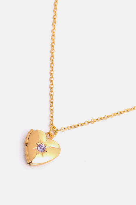 Zircon Heart Shape 14K Gold-Plated Pendant Necklace-Fancey Boutique