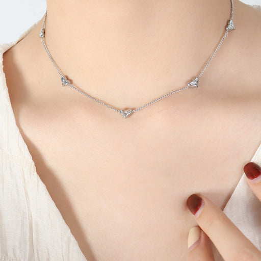 Titanium Steel Zircon Heart Necklace-One Size-Fancey Boutique