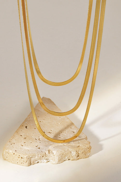 Triple-Layered Snake Chain Necklace-One Size-Fancey Boutique