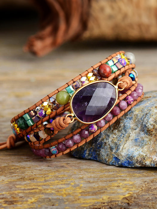 Triple-Layer Amethyst Bracelet-One Size-Fancey Boutique