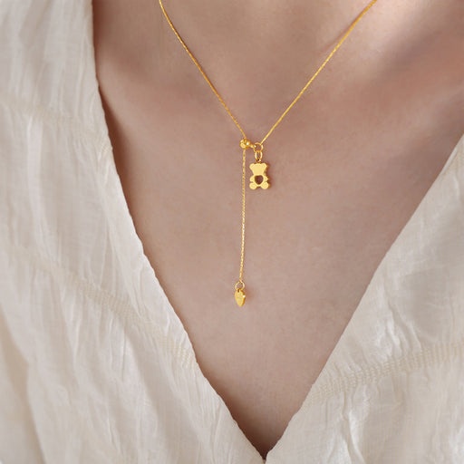 18K Gold-Plated Bear Necklace-One Size-Fancey Boutique
