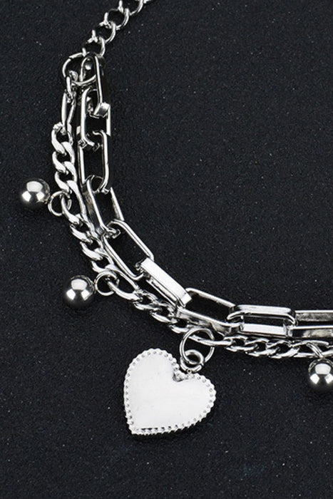 Heart Charm Stainless Steel Bracelet-Fancey Boutique