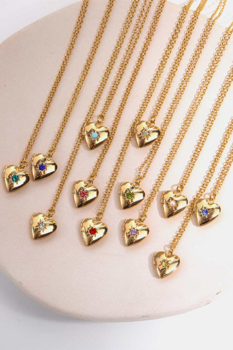 Zircon Heart Shape 14K Gold-Plated Pendant Necklace-Fancey Boutique