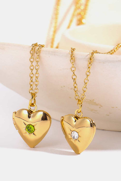 Zircon Heart Shape 14K Gold-Plated Pendant Necklace-Fancey Boutique