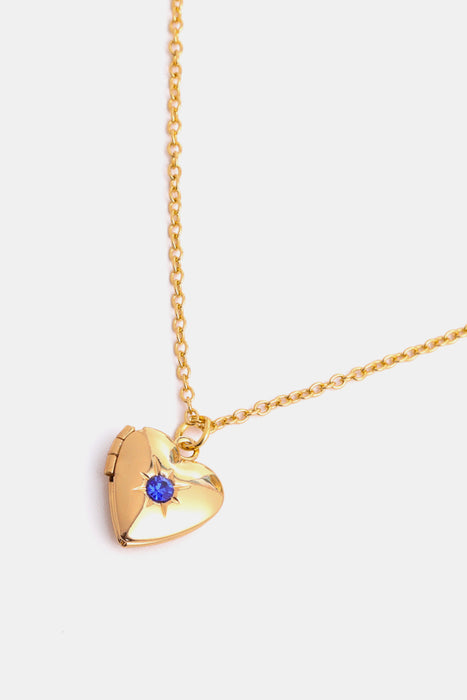 Zircon Heart Shape 14K Gold-Plated Pendant Necklace-Fancey Boutique