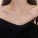 Titanium Steel Inlaid Zircon Pearl Pendant Necklace-One Size-Fancey Boutique