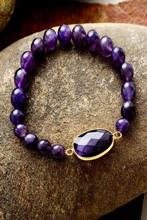 Handmade Amethyst Beaded Bracelet-One Size-Fancey Boutique