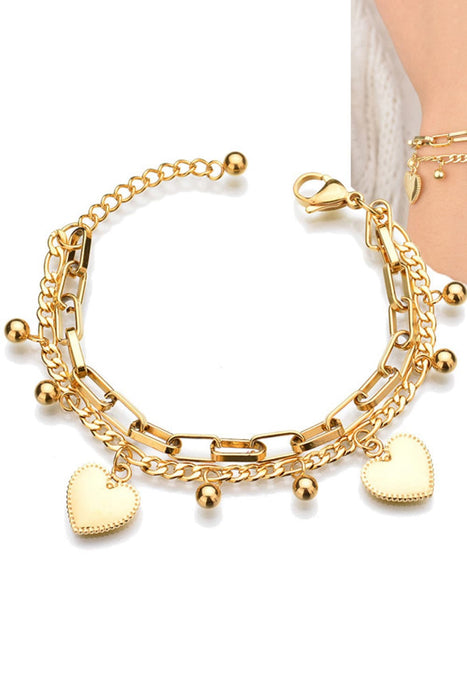 Heart Charm Stainless Steel Bracelet-Fancey Boutique