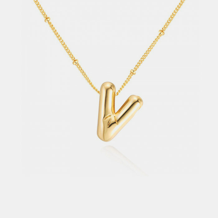 Gold-Plated Letter Pendant Necklace-One Size-Fancey Boutique