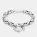 Stainless Steel Inlaid Zircon Cutout Heart Bracelet-One Size-Fancey Boutique