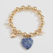Natural Stone Gold-Plated Heart Bracelet-One Size-Fancey Boutique