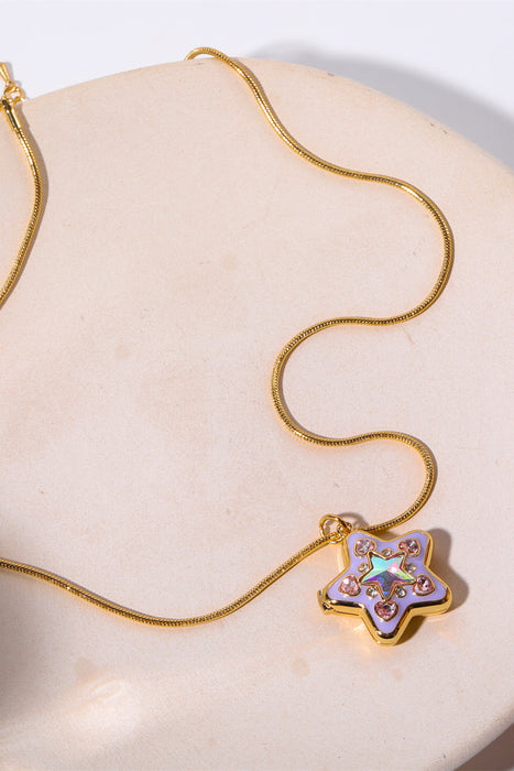 Rhinestone Decor Star Box Pendant Necklace-Fancey Boutique