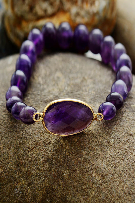 Handmade Amethyst Beaded Bracelet-One Size-Fancey Boutique