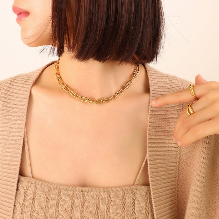 Chunky Chain Titanium Steel Necklace-One Size-Fancey Boutique