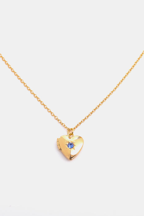 Zircon Heart Shape 14K Gold-Plated Pendant Necklace-One Size-Fancey Boutique