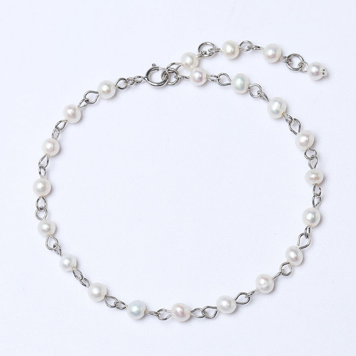925 Sterling Silver Pearl Bracelet-One Size-Fancey Boutique
