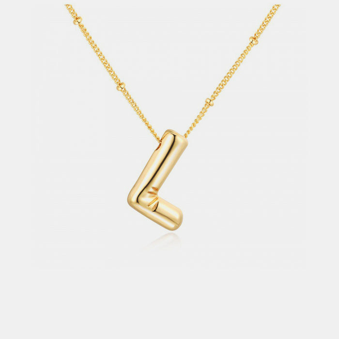 Gold-Plated Letter Pendant Necklace-One Size-Fancey Boutique