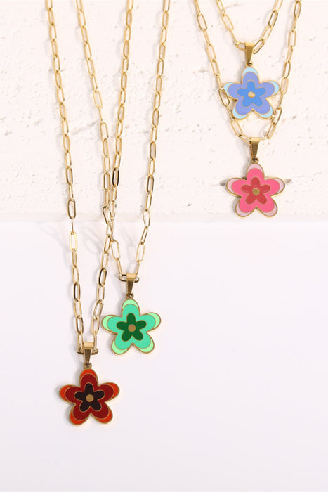 Flower Pendant Stainless Steel Necklace-Fancey Boutique