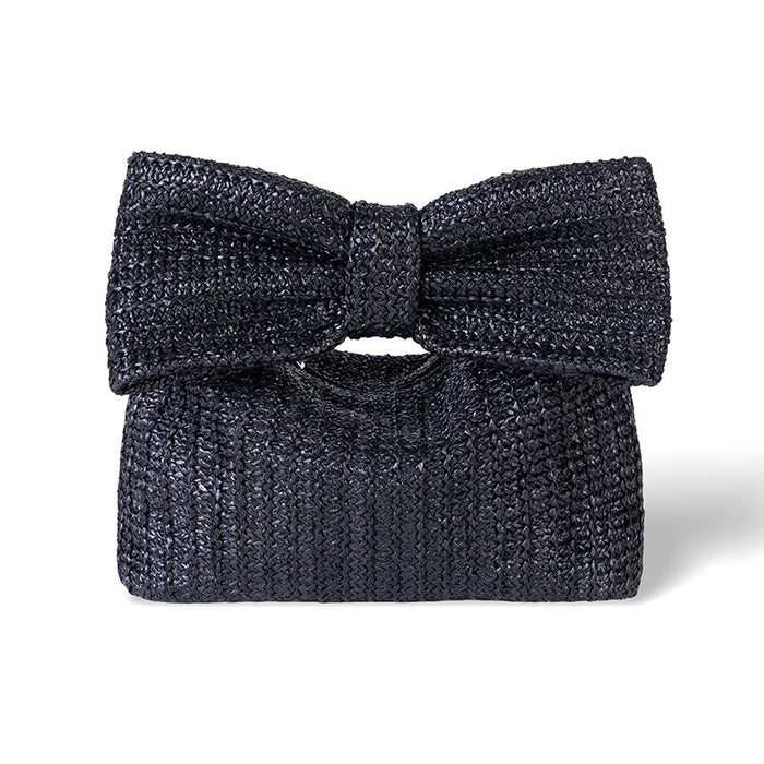 Bow knot grass woven handbag small bag hand-held bag-24x6.5x14CM-Fancey Boutique