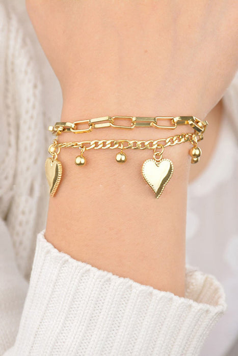 Heart Charm Stainless Steel Bracelet-One Size-Fancey Boutique