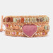 Handmade Heart Shape Triple Layer Beaded Bracelet-One Size-Fancey Boutique