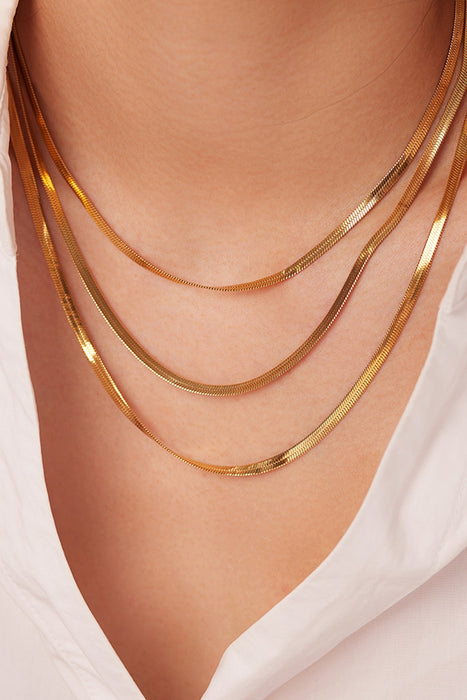 Triple-Layered Snake Chain Necklace-One Size-Fancey Boutique