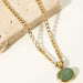 Inlaid Stone Round Pendant Chain Necklace-Fancey Boutique