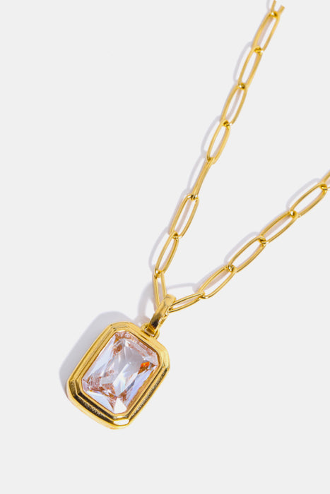 Zircon 18K Gold-Plated Geometrical Shape Pendant Necklace-Fancey Boutique