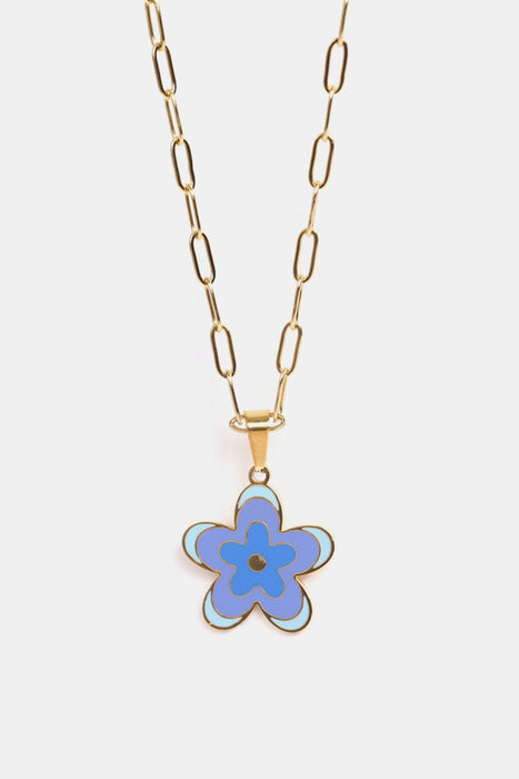 Flower Pendant Stainless Steel Necklace-One Size-Fancey Boutique