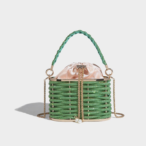 Sparkling Water Diamond Rope Vegetable Basket Bird Cage Banquet Water Bucket Hand Carrying Crossbody Bag-Fancey Boutique