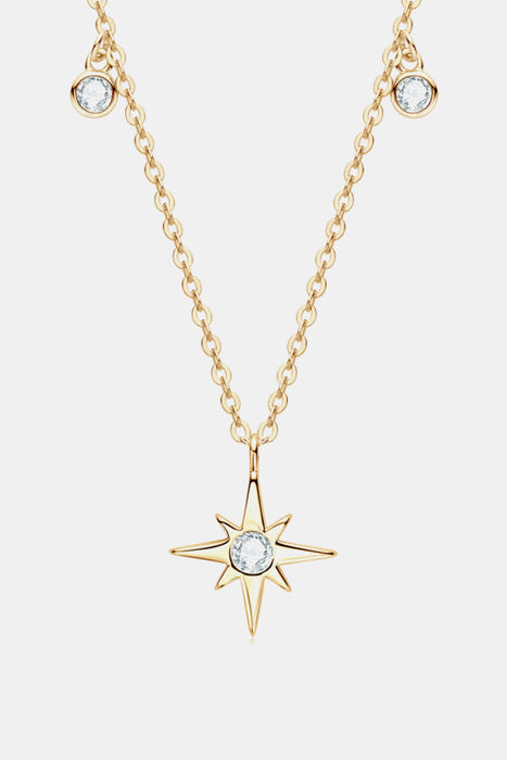 Moissanite North Star Pendant 925 Sterling Silver Necklace-One Size-Fancey Boutique