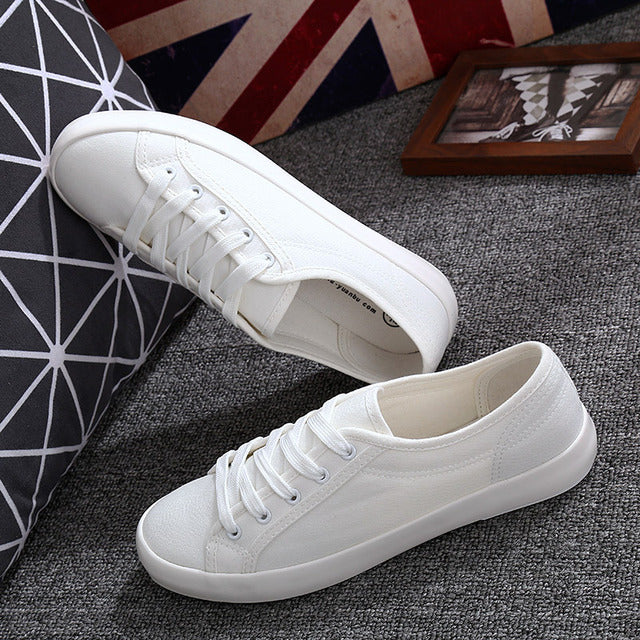 White Canvas Shoes Sports Tennis Women Shoes Autumn Flat Oxford Shoes Woman Female Wild Literary Shoes-Fancey Boutique