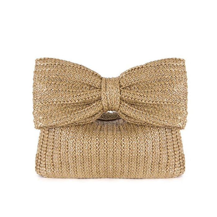 Bow knot grass woven handbag small bag hand-held bag-Fancey Boutique