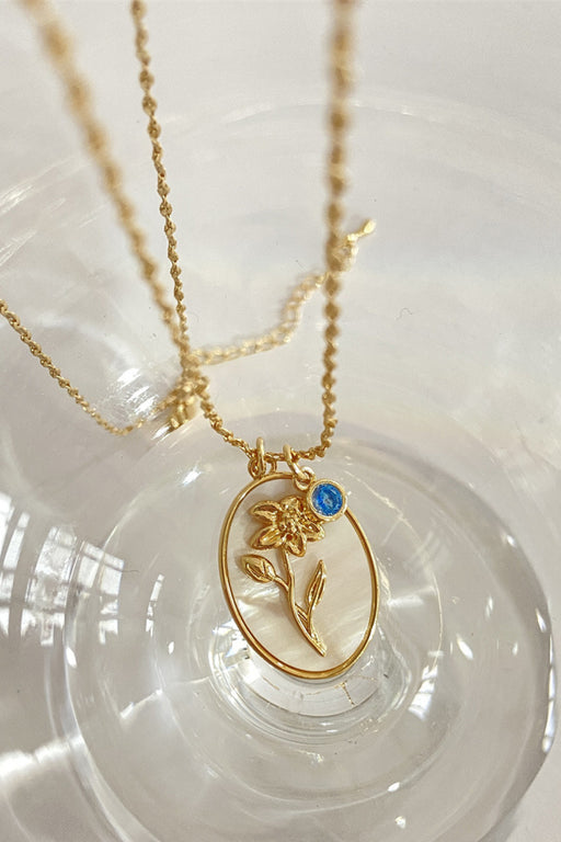 Flower Shell Pendant Copper Necklace-One Size-Fancey Boutique