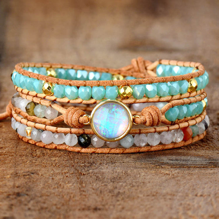 Opal Beaded Layered Bracelet-One Size-Fancey Boutique