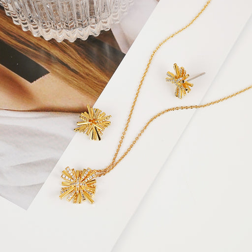 Starburst Gold-Plated Earrings and Necklace Set-One Size-Fancey Boutique