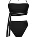 Color-Black-Bandeau Bikini High Wiast Set Swimsuit Women Bandage Swimwear Women Sports Bathing Off Shoulder Two Pieces Set Biquini-Fancey Boutique